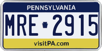 PA license plate MRE2915