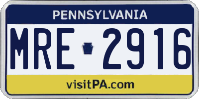 PA license plate MRE2916
