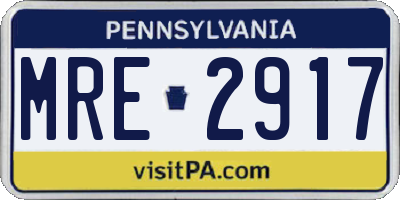 PA license plate MRE2917