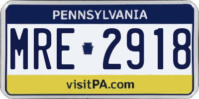 PA license plate MRE2918