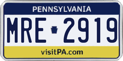 PA license plate MRE2919