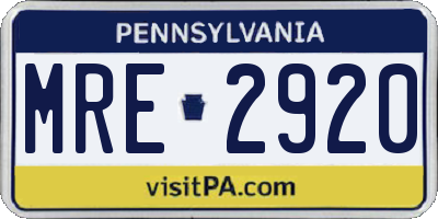 PA license plate MRE2920