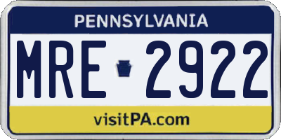 PA license plate MRE2922