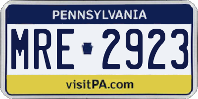 PA license plate MRE2923