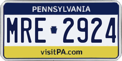 PA license plate MRE2924