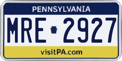 PA license plate MRE2927