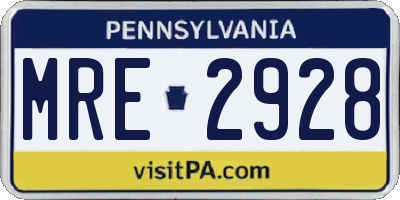 PA license plate MRE2928
