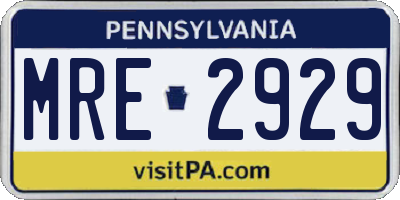 PA license plate MRE2929