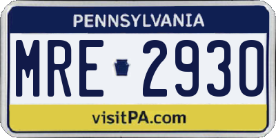 PA license plate MRE2930