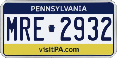 PA license plate MRE2932