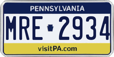 PA license plate MRE2934