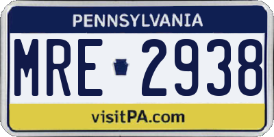 PA license plate MRE2938