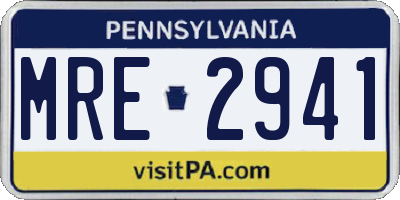 PA license plate MRE2941