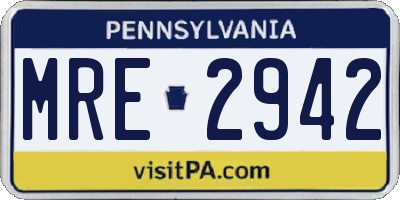 PA license plate MRE2942