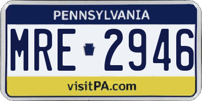 PA license plate MRE2946
