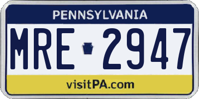 PA license plate MRE2947