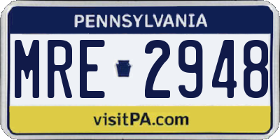 PA license plate MRE2948