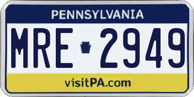 PA license plate MRE2949