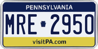 PA license plate MRE2950
