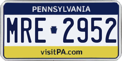 PA license plate MRE2952