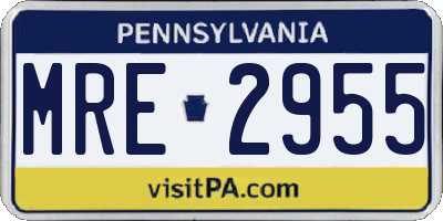 PA license plate MRE2955