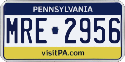 PA license plate MRE2956