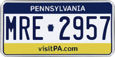 PA license plate MRE2957
