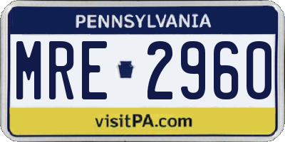 PA license plate MRE2960