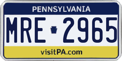 PA license plate MRE2965