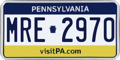 PA license plate MRE2970