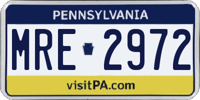 PA license plate MRE2972