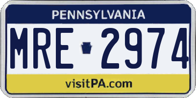 PA license plate MRE2974
