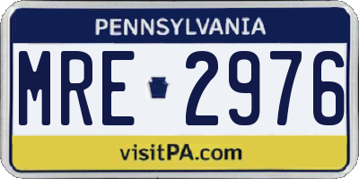 PA license plate MRE2976