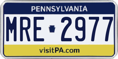 PA license plate MRE2977