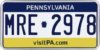 PA license plate MRE2978