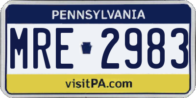 PA license plate MRE2983
