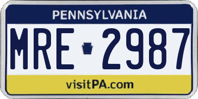 PA license plate MRE2987