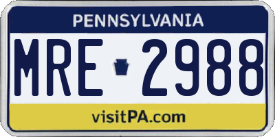 PA license plate MRE2988