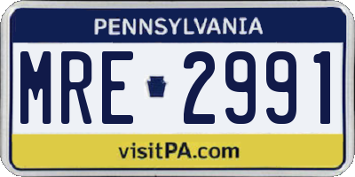 PA license plate MRE2991