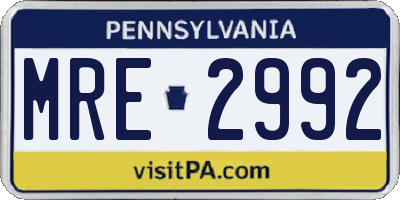 PA license plate MRE2992