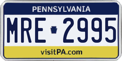 PA license plate MRE2995