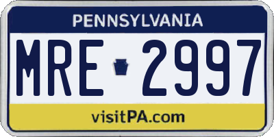 PA license plate MRE2997