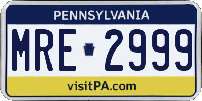 PA license plate MRE2999