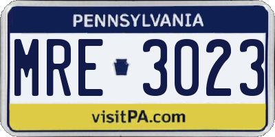 PA license plate MRE3023