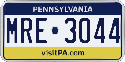 PA license plate MRE3044