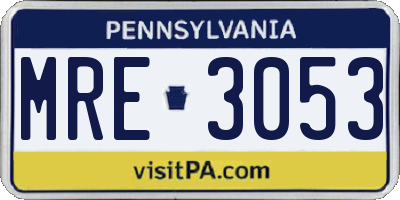PA license plate MRE3053