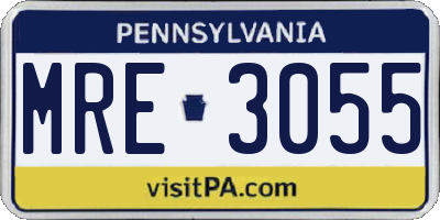 PA license plate MRE3055