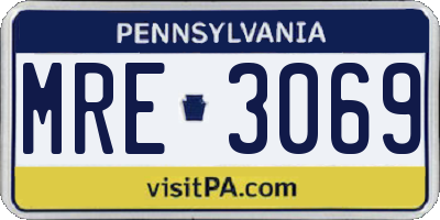 PA license plate MRE3069