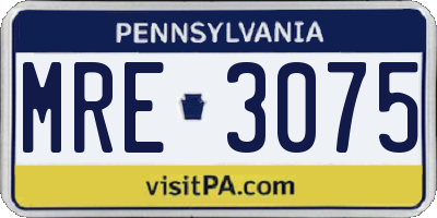 PA license plate MRE3075