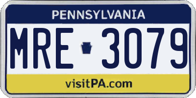 PA license plate MRE3079